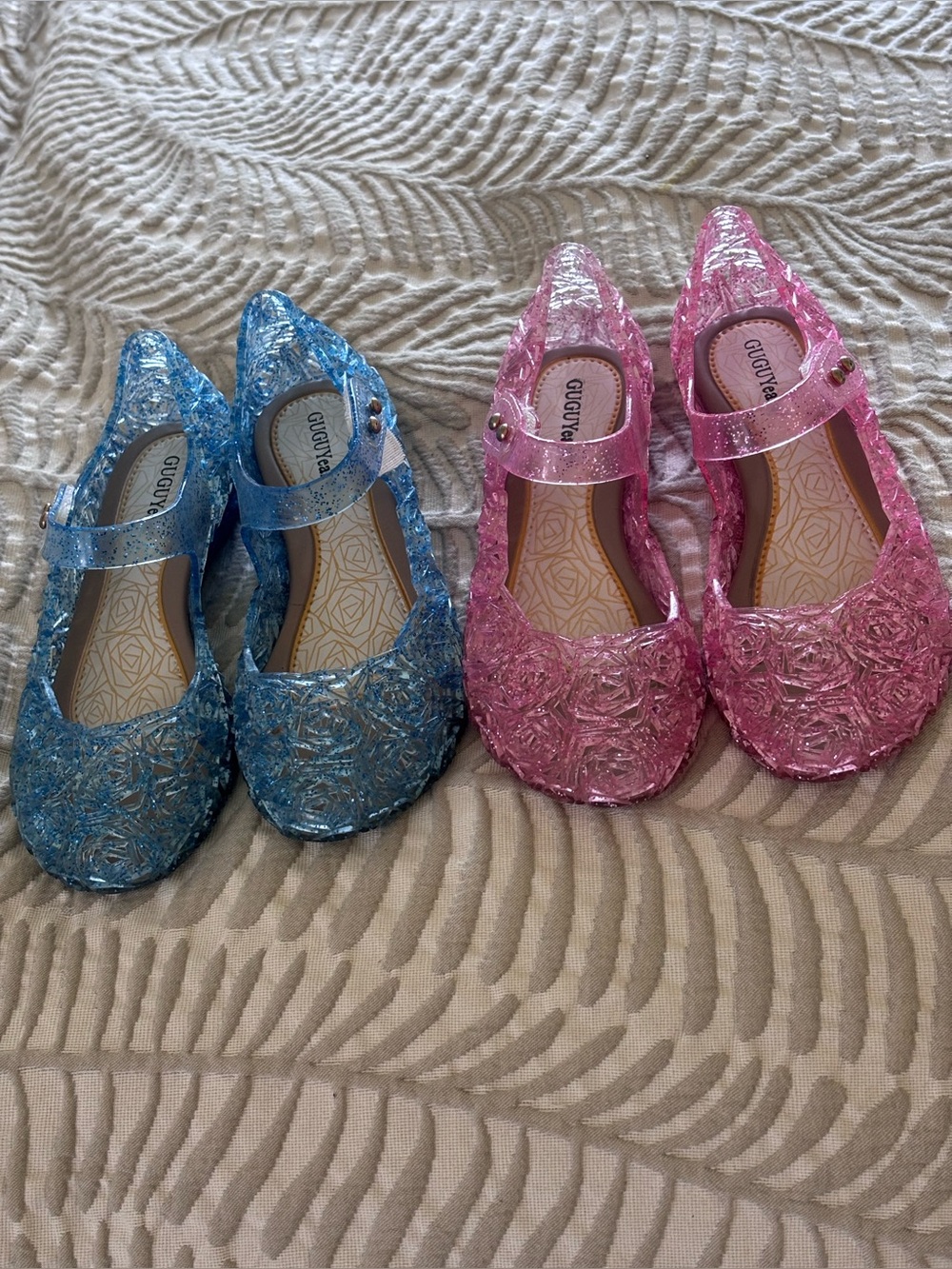 Two pairs Glitter Jelly Shoes - Pink & Blue Size 1